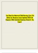 Test Bank for Maternal Child Nursing Care 7th  Edition by Shannon Latest Updated 2024 All  Chapters With Satisfied Solutions Rated A+ By  Expert