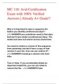 MC 110: Avid Certification Exam with 100% Verified Answers | Already A+ Grade!!