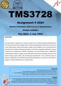 TMS3728 Assignment 4 (COMPLETE ANSWERS) 2024  - DUE 8 July 2024 