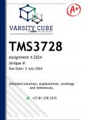 TMS3728 Assignment 4 (DETAILED ANSWERS) 2024 - DISTINCTION GUARANTEED 