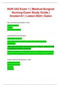 NUR 242 Exam 1 | Medical-Surgical Nursing Exam Study Guide | Graded A+ | Latest 2024 | Galen