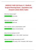 NUR242/ NUR 242 Exam 4 | Medical-Surgical Nursing Exam | Questions and Answers Latest 2024| Galen 