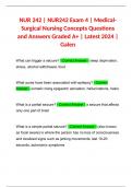 NUR 242 | NUR242 Exam 4 | Medical-Surgical Nursing Concepts Questions and Answers Graded A+ | Latest 2024 | Galen