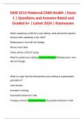 NUR 2513 Maternal Child Health | Exam 1 | Questions and Answers Rated and Graded A+ | Latest 2024 | Rasmussen