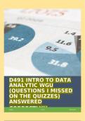 D491 INTRO TO DATA ANALYTIC WGU (QUESTIONS I MISSED ON THE QUIZZES) ANSWERED CORRECTLY!!