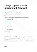 College Algebra - Final Milestone with Answers!! 2023/2024