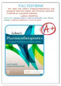 Test Bank for Lehne’s Pharmacotherapeutics for Advanced Practice Nurses and Physician Assistants, 2nd Edition, by Laura D. Rosenthal & Jacqueline Rosenjack Burchum, All Chapters 1-92 LATEST