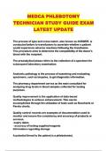 MEDCA PHLEBOTOMY TECHNICIAN STUDY GUIDE EXAM LATEST UPDATE