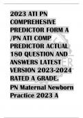 2023 ATI PN  COMPREHESIVE  PREDICTOR FORM A  /PN ATI COMP  PREDICTOR ACTUAL  180 QUESTION AND  ANSWERS LATEST  VERSION 2023-2024  RATED A GRADE. PN Maternal Newborn  Practice 2023 A