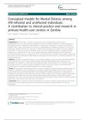 Conceptual models for Mental Distress among HIV-infected and uninfected individuals: A contribution to clinical practice and research in primary-health-care centers in Zambia