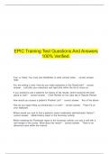  EPIC Training Test Questions And Answers 100% Verified.