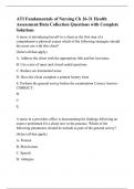 ATI Fundamentals of Nursing Ch 26-31 Health Assessment/Data Collection Questions with Complete Solutions