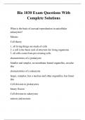 Bio 1030 Exam Questions With Complete Solutions