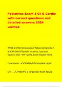 Pediatrics Exam 3 GI & Cardio with correct questions and detailed answers 2024 verified