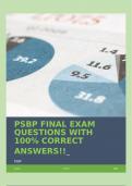 PSBP FINAL EXAM QUESTIONS WITH 100% CORRECT ANSWERS!!