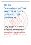 ATI PN  Comprehensive Test  2017 BEST Q & A  QUALIFIED ANS  GRADED A+