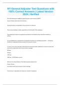 NY General Adjuster Test Questions with 100% Correct Answers  Latest Version 2024  Verified