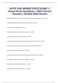 NUTR 1020 WEBER STATE EXAM 1  Actual Exam Questions  100% Correct Answers  Verified 2024 Version