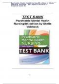 Psychiatric Mental Health Nursing 8th edition by Shelia Videbeck Test Bank , All Chapter Covered 1-24 | Complete Guide A+,,,,Alpha