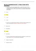 NR 291 PHARMACOLOGY FINAL EXAM WITH ANSWERS