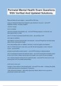 Perinatal Mental Health Exam Questions With Verified And Updated Solutions.