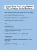 Perinatal Mental Health Exam Questions With Verified And Updated Solutions.