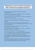 Phlebotomy mock test Exam Questions With Verified And Updated Solutions.