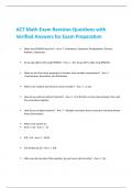 ACT Math Exam Revision Questions with  Verified Answers for Exam Preparation