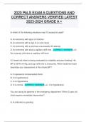 2020 PALS EXAM A QUESTIONS AND CORRECT ANSWERS VERIFIED LATEST 2023-2024 GRADE A +