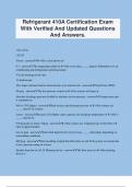 Refrigerant 410A Certification Exam With Verified And Updated Questions And Answers.