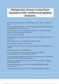 Refrigeration license review Exam Questions With Verified And Updated Solutions.