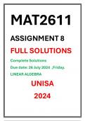 MAT2611 Assignment 8 Complete Solutions UNISA 2024 LINEAR ALGEBRA II Due date 26 July 2024