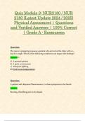 Quiz Module 9: NUR2180 / NUR 2180 (Latest Update 2024 / 2025) Physical Assessment | Questions and Verified Answers | 100% Correct | Grade A - Rasmussen