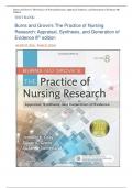 TEST BANK- Burns and Grove's The Practice of Nursing Research: Appraisal, Synthesis, and Generation of Evidence 8th edition( Jennifer R. Gray-2024), All Chapters ||Chapter 1-29