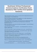 Southwest Airlines Professional Communications Certification Exam Questions With Verified And Updated Solutions.