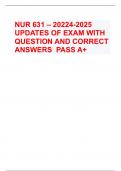 NUR 631 – 20224-2025  UPDATES OF EXAM WITH  QUESTION AND CORRECT  ANSWERS PASS A+ Syphillis and bone/tissue lesions with heart failure, what stage do i have? - correct  answerTertiary (late) stage - neurosyphillis What organism is the culprit of syphillis