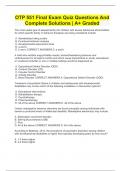 OTP 551 Final Exam Quiz Questions And Complete Solutions | A+ Graded