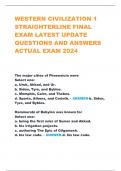 WESTERN CIVILIZATION 1  STRAIGHTERLINE FINAL  EXAM LATEST UPDATE  QUESTIONS AND ANSWERS  ACTUAL EXAM 2024