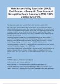 Web Accessibility Specialist (WAS) Certification - Semantic Structure and Navigation Exam Questions With 100% Correct Answers.