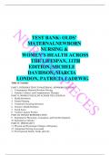 Test Bank For Olds' Maternal-Newborn Nursing & Women's Health Across the Lifespan 11th Edition by Michele C. Davidson; Marcia London; Patricia Ladewig 9780135206881 (Complete 36 Chapters)2024 A+ Graded TEST BANK.