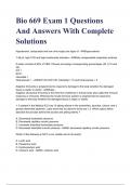 Bio 669 Exam 1 Questions And Answers With Complete Solutions