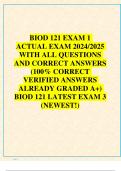 BIOD 121 EXAM 1 ACTUAL EXAM 2024/2025  WITH ALL QUESTIONS  AND CORRECT ANSWERS  (100% CORRECT  VERIFIED ANSWERS  ALREADY GRADED A+)  BIOD 121 LATEST EXAM 3  (NEWEST!)