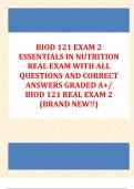 BIOD 121 EXAM 2  ESSENTIALS IN NUTRITION  REAL EXAM WITH ALL  QUESTIONS AND CORRECT  ANSWERS GRADED A+/  BIOD 121 REAL EXAM 2  (BRAND NEW!!)