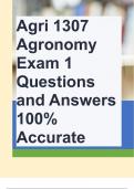 Agri 1307 Agronomy Exam 1 Questions and Answers 100% Accurate