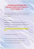 Manufactured Housing Test Questions and Correct Answers |  Latest Update | A+