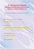 SC Manufactured Housing  Salesperson Questions and Correct  Answers | Latest Update | A+