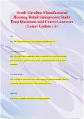 South Carolina Manufactured  Housing Retail Salesperson Study  Prep Questions and Correct Answers  | Latest Update | A+