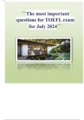 The most important questions for TOEFL exam for July 2024