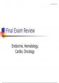 Final Exam Review Endocrine, Hematology, Cardio, Oncology 