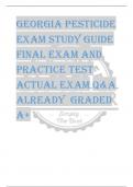 Georgia Pesticide  Exam Study Guide FINAL EXAM AND  PRACTICE TEST  ACTUAL EXAM q&a  already graded  a+